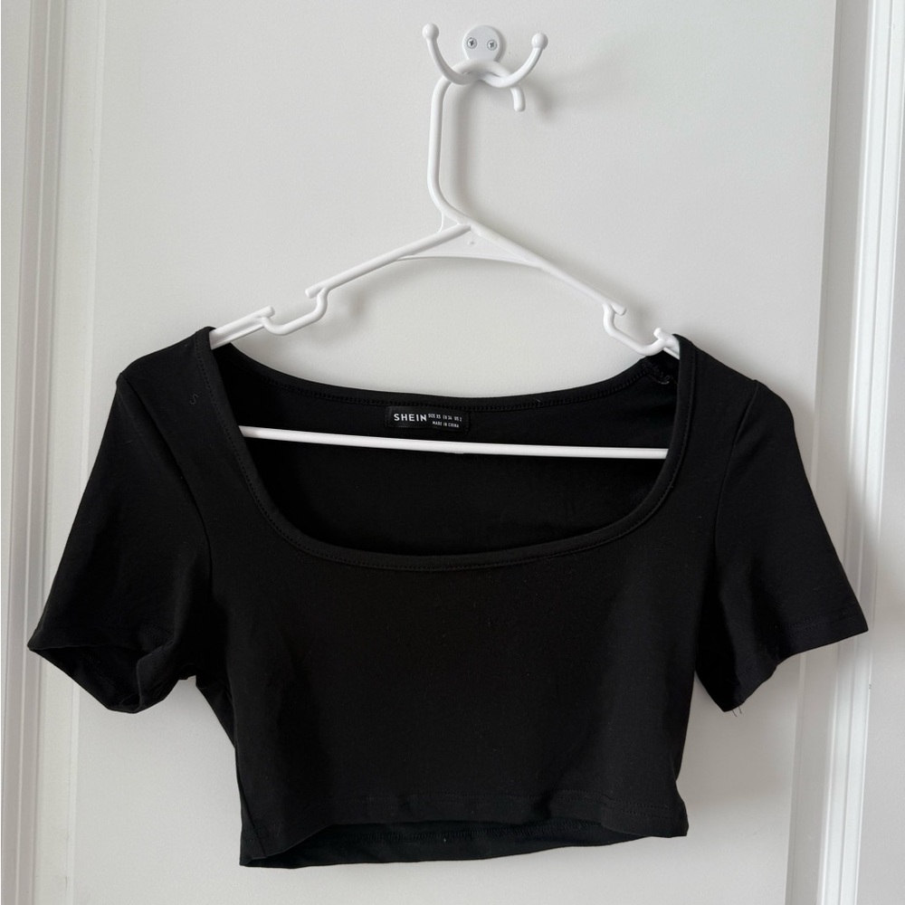 SHEIN Black Square Neck Bodysuit